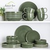 AmorArc Ceramic Dinnerware Sets, Handmade Reactive Glaze Stoneware Plates and