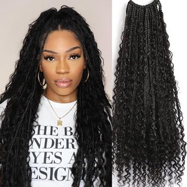 Crochet Human Hair Boho Box Braids with Human Hair Curls Pre-looped Crochet Braids Synthetic Braids with Human Hair Curly for Black Women 14inch 3Pack 120Strands