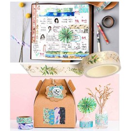 YUBX 6 Rolls Washi Tape Set, Masking Tape, Golden Foil Print, Decorative Tape, Colourful for DIY Crafts, Embellished Journals, Planners, Scrapbooking and Packaging