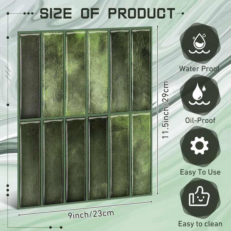 Drydiet 10 Sheets Tile Peel and Stick Backsplash 11.43 x