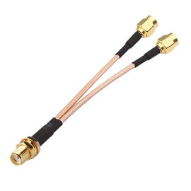 RedYutou SMA Splitter Cable SMA Female to Dual RP-SMA Male Cable SMA Connector V Type 6-inch (15cm) WiFi Antenna Adapter (not Applicable to TV)