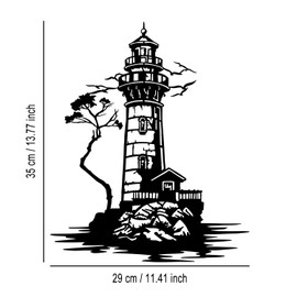 LIYOUYA Lighthouse Metal Wall Decor - Nautical Sea View Room Decor Black Wall Art Home Decor for Living Room, Bedroom, Dining Room, Porch (Black)