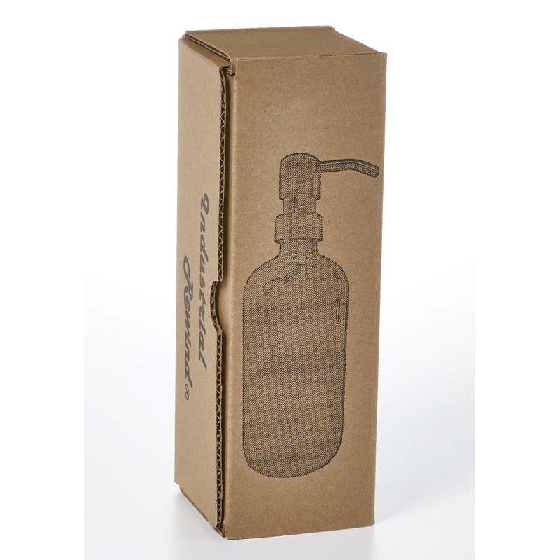 Red Glass Soap Dispenser with Black Metal Pump - 16oz