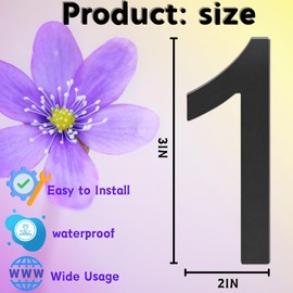 Self-adhesive 3 Inch House Numbers Acrylic House Number Modern House Numbers Black Mailbox Numbers for Outside Address Home Number for Apartments Office Hotel Room (6)