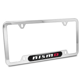 iPick Image for - Nissan NISMO Real Carbon Fiber Nameplate Chrome Stainless Steel License Plate Frame