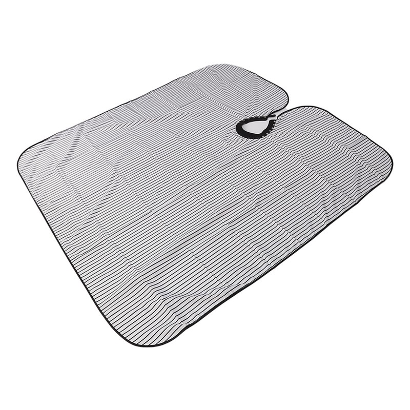 Hair Cut Cape Striped Polyester Waterproof Smooth Surface Neckline Adjustable