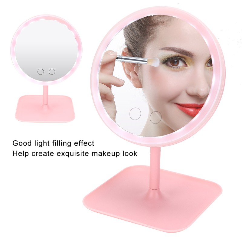USB Charging 5 Color Light Desktop Cosmetic Mirror Adjustable LED