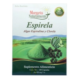 Espirela (Alga Espirulina Y Clorela) 150 Capsulas Margarita Naturalmente