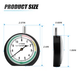 MEANLIN MEASURE Tire Tread Depth Gauge with Color Coded Professional, Dial Type Tire Tread Depth Gauge for Motorcycle, car,Truck and Bus