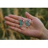 RareLove Green Christmas Cactus Earrings with Red Sant Hat Drop
