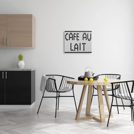 Stupell Industries Café Au Lait Sign Geometric Hexagon Pattern, Designed by Elizabeth Medley Canvas Wall Art, 16 x 20, White