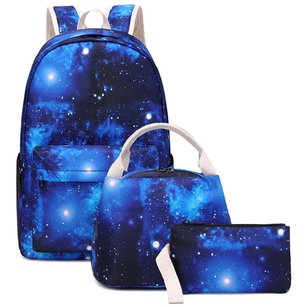 JIANYA Galaxy Backpack for Boys and Girls, Kids Backpack with Lunch Box Boy Backpack Girls School Book Bags