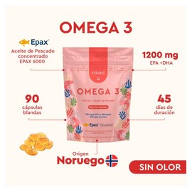 Vitatú | Omega 3 Aceite de Pescado, 1200 mg EPA + DHA, 90 cápsulas blandas, Patente EPAX, Origen Noruego, Suplemento Alimenticio, Omega 3 sin olor