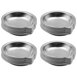 POFET 24-Piece Round Palette Made of Stainless Steel, Stainless Steel Paint Bowl, Small Round Paint Bowl, Make-Up Palette, Watercolour Mixing Palette Tray, Suitable for Water-based Colour Pigments