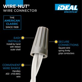 Ideal Electrical Wire-Nut® Wire Conn, Model 71B® Gray, 100/Box