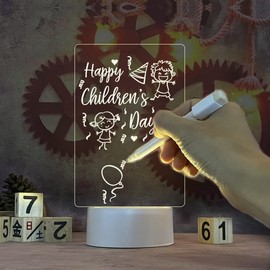 Transparent Luminous Desk Lamp & Acrylic Note Board, Can Write & Wipe Messages, Home Memo Prompt Desktop Writing Christmas Birthday Gift for Kids & Adults