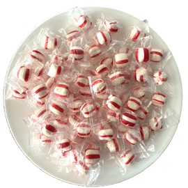 Soft Peppermint Puffs - 2 lbs of Red and White Individually Wrapped Creamy Peppermint Candy