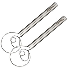 Jillmo Batidor de masa, 12 pulgadas de acero inoxidable danés, paquete de 2