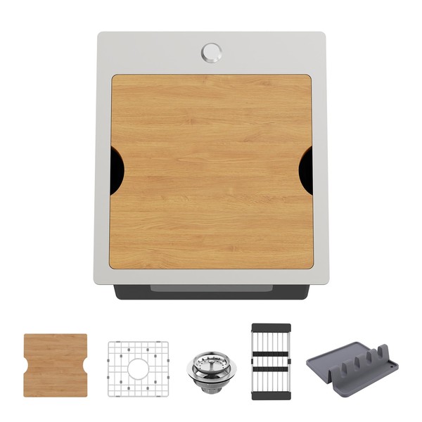 Kitchen Sink Workstation, 15x17 In Stainless Steel Drop In Bar