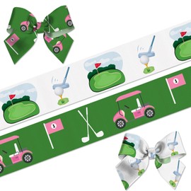 Blinket 2 Rolls 7/8" Golf Ribbon for Sports Team Party Decor 10 Yard, Golf Ball and Club Ribbon for Club Event, Sport Ribbons for Golfs Events Decor Themed Party Hair Bows DIY Craft