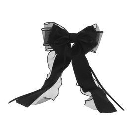 BESPORTBLE Large Black Bow Hair Clip for Women Elegant Lace Mesh Accessory with Strong Grip Spring Clip for All Ages and Effortless Styling