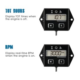 Runleader Digital Operating Hour Counter RPM Meter Maintenance Reminder User Shut Off Use for ZTR Lawn Mower Tractor Generator Marine Outboard ATV Motor Snowmobiles