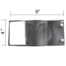 The Bikers Place Mens Motorcycle Trukcer Trifold 4" Real Leather Pocket Wallet Stainless Steel Chain many pockets (Skeleton Finger, 4")