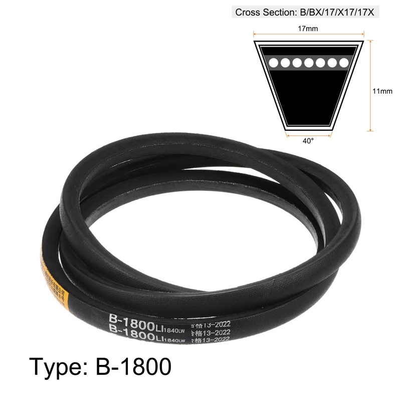 sourcing map B-1800 V-Belt Drive Belt 1800 mm Inner Circumference