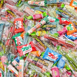 Sour Candy Mix 5 lb – Anti Melt Pack, Bulk Resealable Bag, 5 Types (Chews, Gummies, Hard, Fizzy), Individually Wrapped, Flavor & Texture Variety