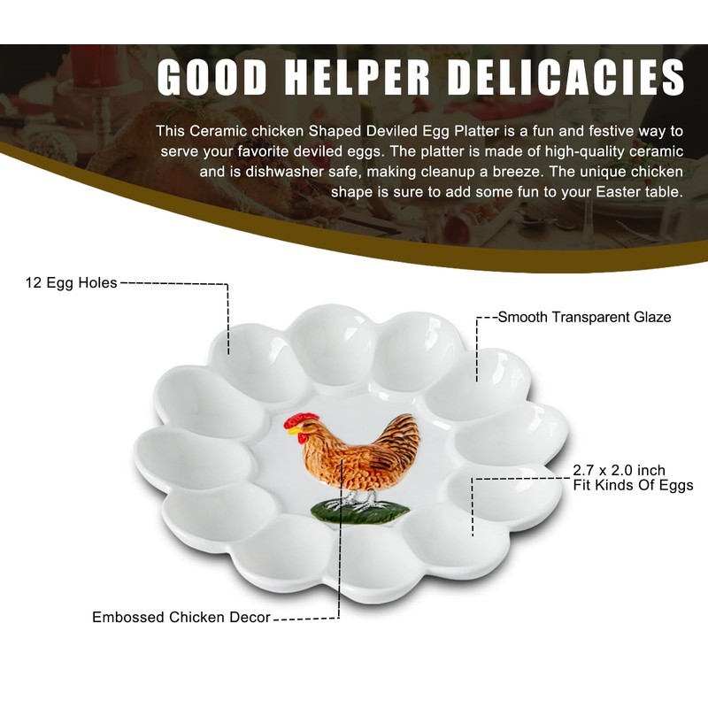 dgudgu Deviled Egg Tray For Deviled Egg Platter Chicken Shape