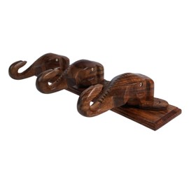 AMERINDIAN Elephant Key Holder for Wall – Handcrafted Wooden Key Stand with 3 Hooks, Decorative Wall Mounted Key Hanger for Home, Entryway & Office Painted Finish (5 x 5 x 5 Inches)