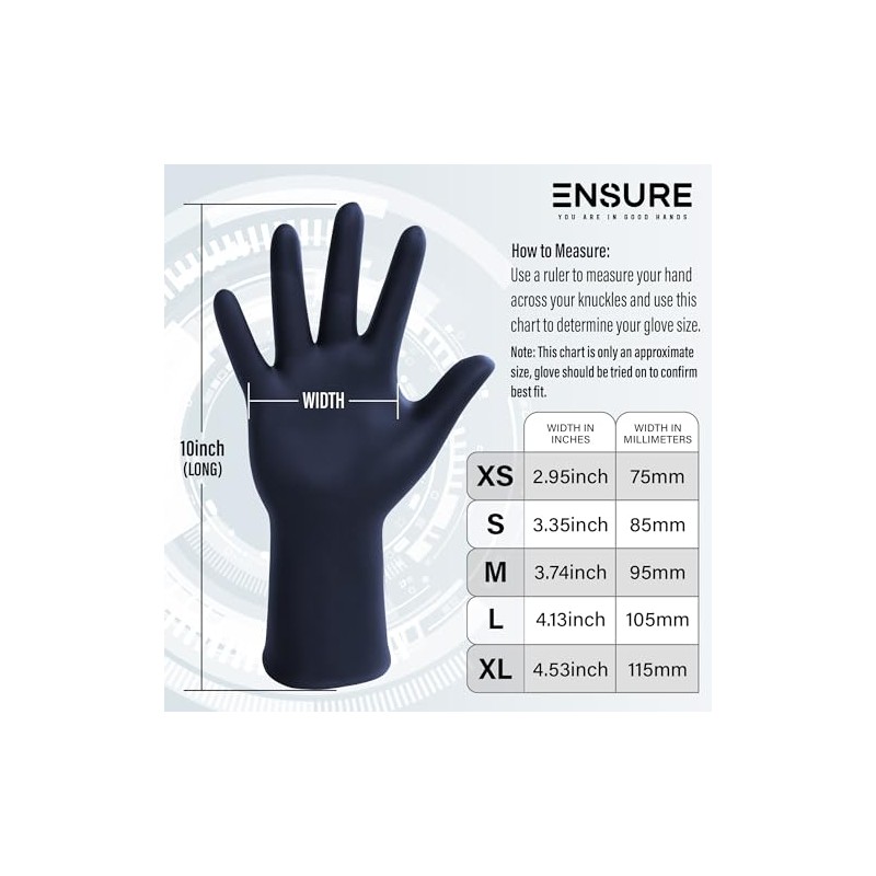 Saf-Care EnSure Nitrile Exam Gloves, Powder-Free, Latex-Free, Chemo Rated, Non-Sterile,