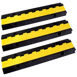 YONSHENG Rubber Cable Ramp Cord Cover Cable Protector Ramps Wire Hose Protective 22000Lbs Load Capacity Traffic 2 Channel Speed Bump for Asphalt Concrete Gravel Driveway Indoor Outdoor, 3 Packs