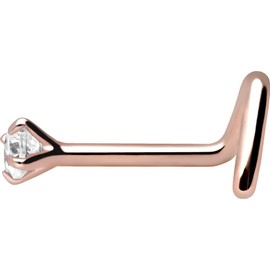 PIERCINGLINE 750 Gold Nose Piercing Spiral | 18 Carat | 2 mm Crystal | Piercing Nose Stud | Choice of Colours, Rose Gold, Cubic Zirconia
