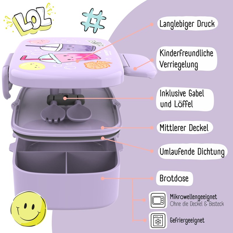 BEARFOOT Children's Lunch Box with Compartments, BPA-Free, Lunch Box, Bento