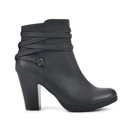 WHITE MOUNTAIN Shoes Women's Spade Bootie, Black/Sueded/Smooth, 8 W