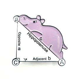 Hippopotenuse Triangle Math Geometry Hippo Hypotenuse Cute STEM Metal Enamel Pin Metal, Metal