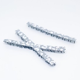 KAMIPITA Glitter Extra-fine leg tangle&cross(X) set,Glittery material sparkling cutely,Non-marking Hair Clip, Hairpins, (2.95 * 1.18inches*2.9 x 0.2 inches)… (Pattern-Silver)