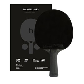 heinsa Black Edition Pro - Carbon Table Tennis Bat with Mech-Tek Predator Pad (2.1mm), ITTF Approved - Spin, Speed & Control - Includes 2 Balls, Premium Cardboard Packaging