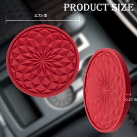 MEAJOO 2 Pack Silicone Car Cup Holder Coaster – 2.75 Inch Non-Slip Drink Mat, Universal Fit for Most Vehicles – Cute & Functional Auto Accessories (Red)