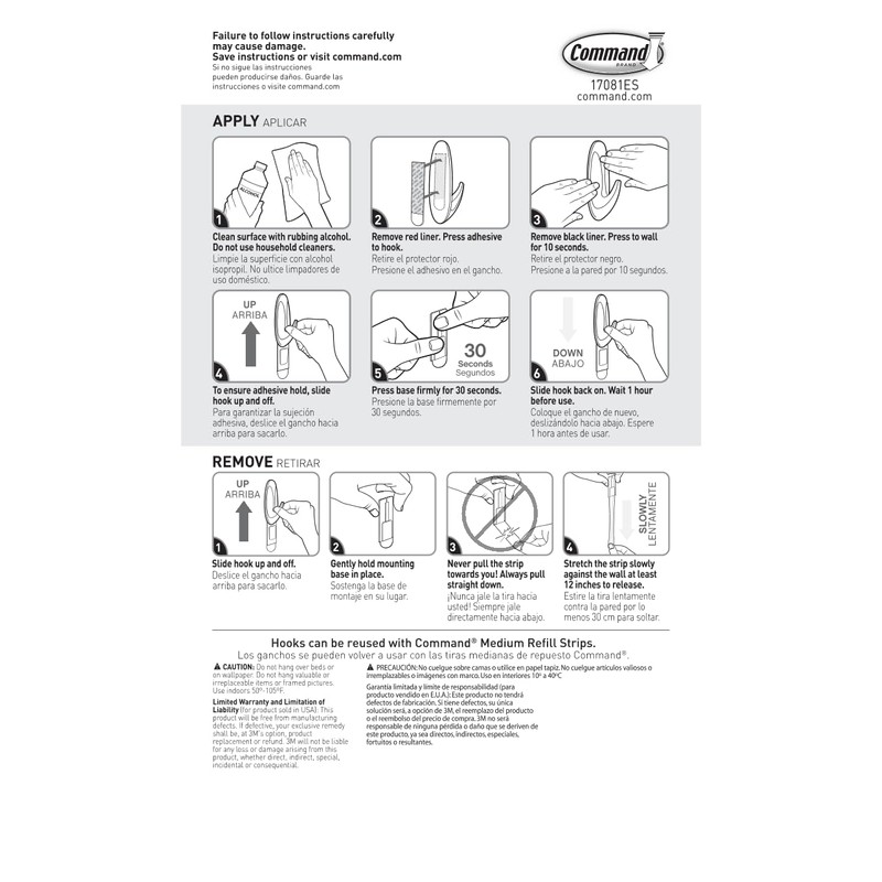 Command Medium Designer Hooks, 6 Hooks and 12 Command Strips,