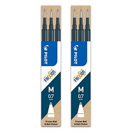 PILOT Set of 2 Sets of 3 Refills for Frixion Ball BLS-FR7 Rollerball Pens Blue Black