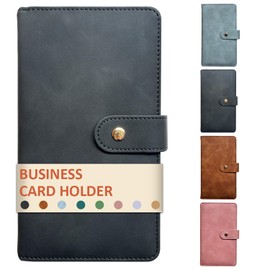 Leather Professional Business Card Holder Book Organizer, 240 Card Slots Capacity Booklet, Premium PU Name Cards Storage Folder with Soft Cover, Credit Card Binder Holder for Men/Women (Light black)