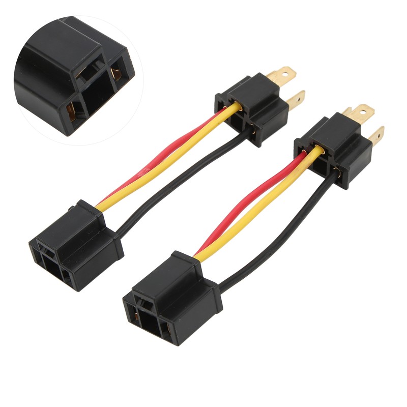 2pcs H4 Headlight Socket Converter Head Light Wiring Harness Adapter