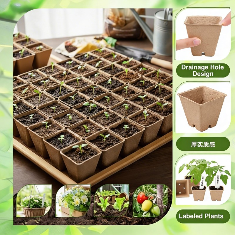 RimCereal 500 Sets Seed Starter Plant Pot Kit, 2.36" Square