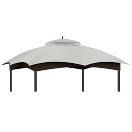 10x12 Gazebo Replacement Canopy Top Cover,Outdoor Double Tier Waterproof Canopy Roof for Lowe's Allen Roth Gazebo #GF-12S004B-1（Gray）
