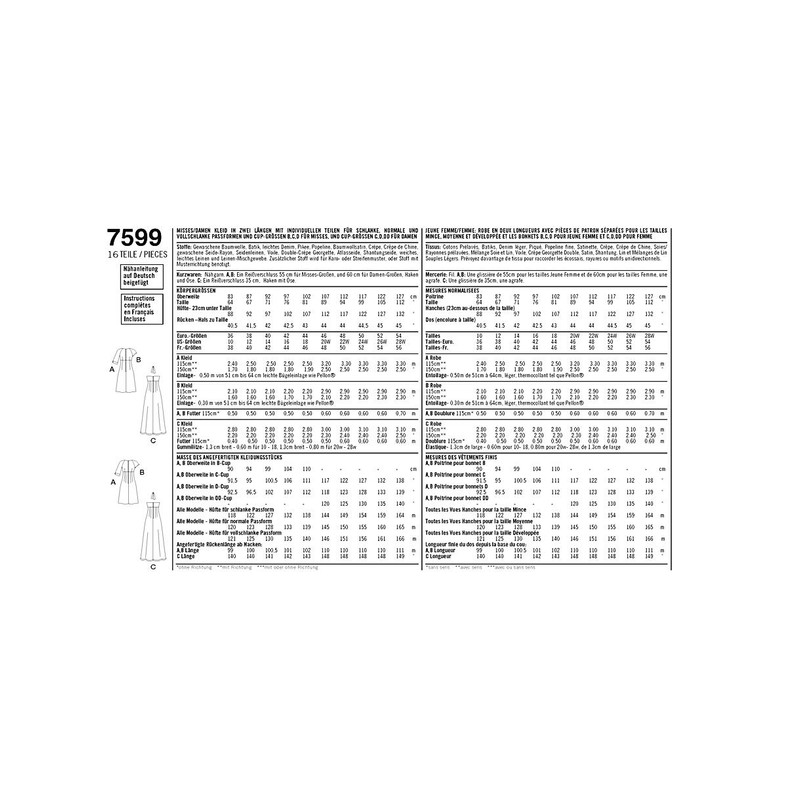 Simplicity Sewing Pattern 7599 AA Ladies Dress Habiller in 3