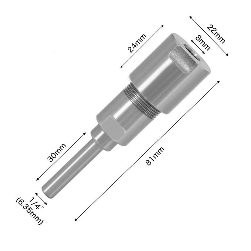 KATSU 1/4 Inch Shank Router Collect Extension Rod Holder Chuck