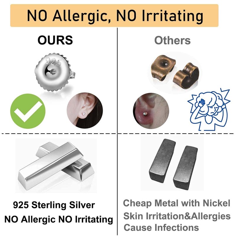 3-Pairs Screw on Earring Backs, 18K Gold Plated Sterling Silver