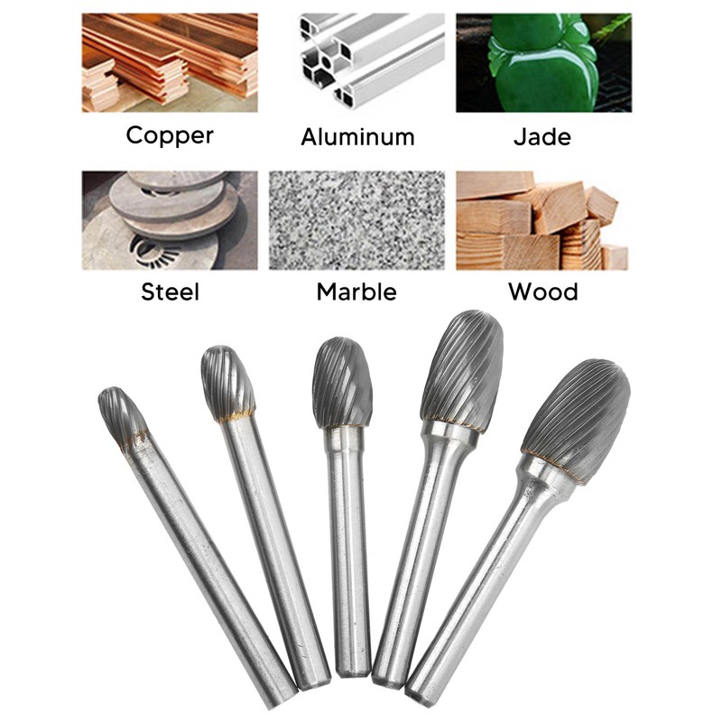 Single Cut Carbide Rotary Burr File Set 6mm Shank Diameter